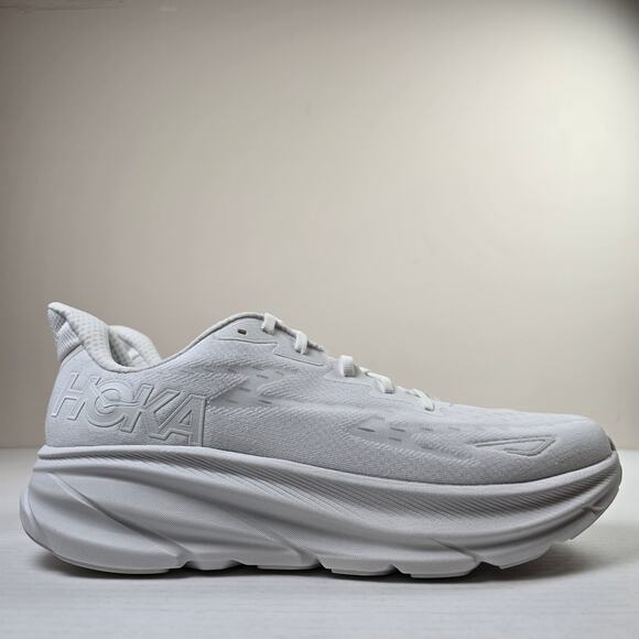 Hoka Mens Size 13D Clifton 9 Sneakers Triple White Running Shoes main image 4